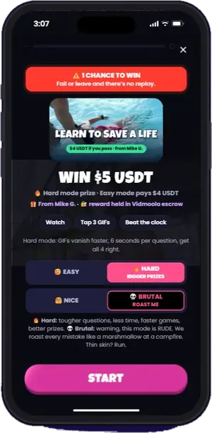 Play the shared lifeguard lesson and win $5 USDT