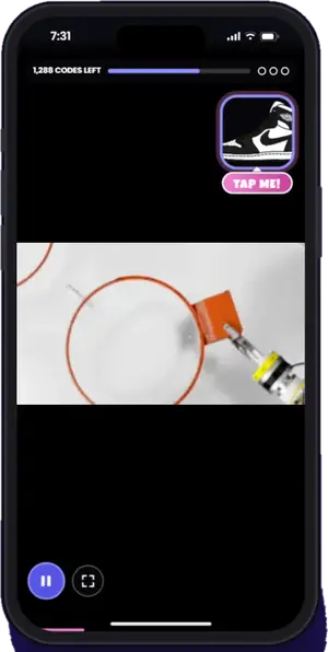 Nike demo game on an iPhone in the Vidmoola app