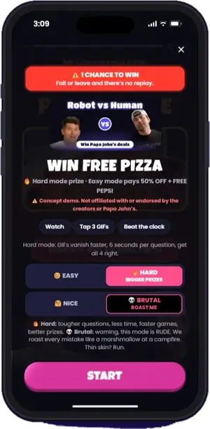 Play the Robot vs Human influencer pizza drop