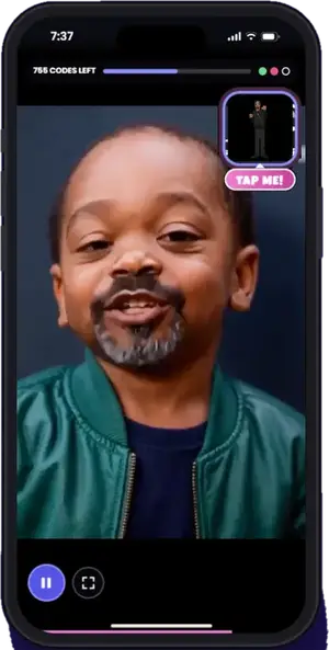 Snoop Dogg demo game on an iPhone in the Vidmoola app