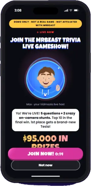 Join the MrBeast trivia live gameshow demo